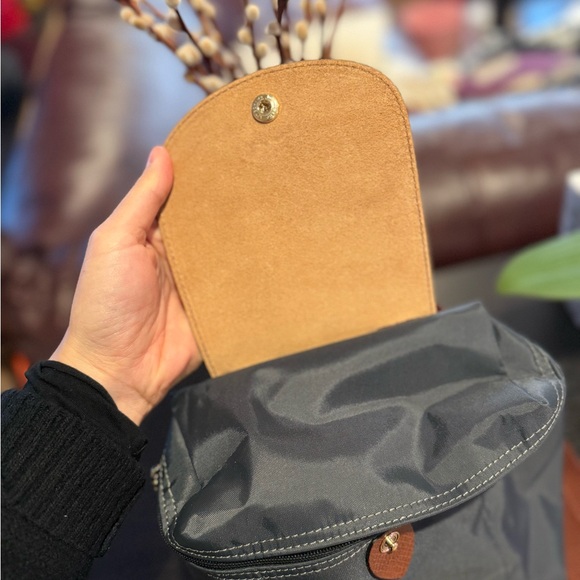 Longchamp mini le pilage canvas backpack in gunmetal - Picture 8 of 9